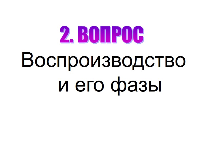 2. ВОПРОС  Воспроизводство и его фазы